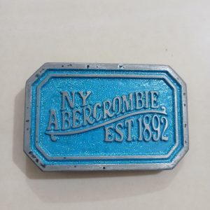 NY Abercrombie Est 1892 Blue vintage belt buckle – front view