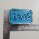 NY Abercrombie Est 1892 Blue vintage belt buckle – with ruler for size