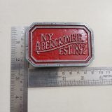 NY Abercrombie Est 1892 Red vintage belt buckle – with ruler for size