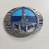 Offshore Drilling Rig vintage belt buckle – front view