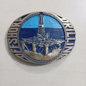 Offshore Drilling Rig vintage belt buckle – front view
