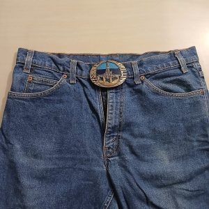 Offshore Drilling Rig vintage belt buckle – worn on belt with jeans