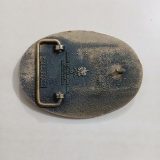 Offshore Drilling Rig vintage belt buckle – back view