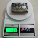 Oil Field Nitrogen Services vintage belt buckle – on scale showing weight