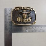Oklahoma Outlaws vintage belt buckle – with ruler for size
