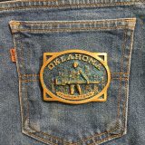 Oklahoma Wildcatters vintage belt buckle – on jeans back pocket