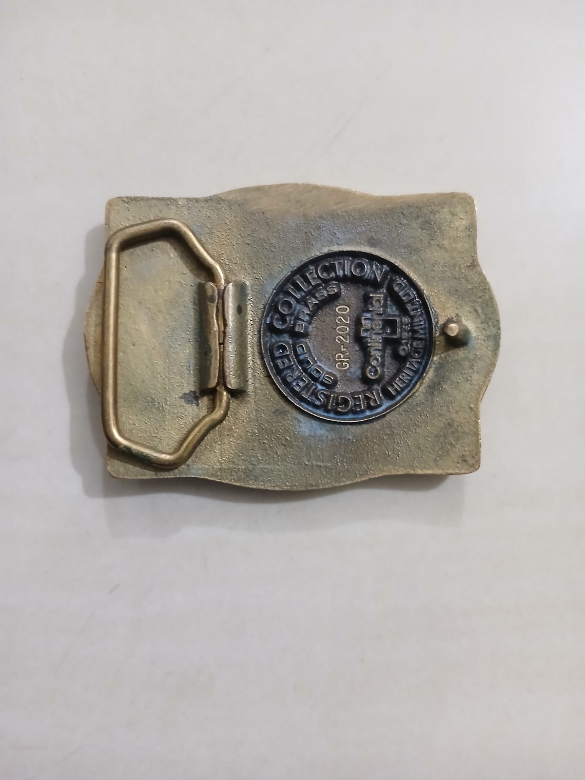 Oklahoma Wildcatters Vintage Belt Buckle – Back view Oklahoma Wildcatters vintage belt buckle – back view