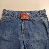 Oklahoma Wildcatters vintage belt buckle – worn on belt with jeans