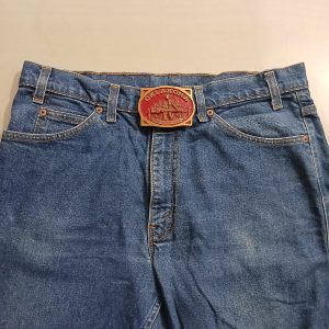Oklahoma Wildcatters vintage belt buckle – worn on belt with jeans