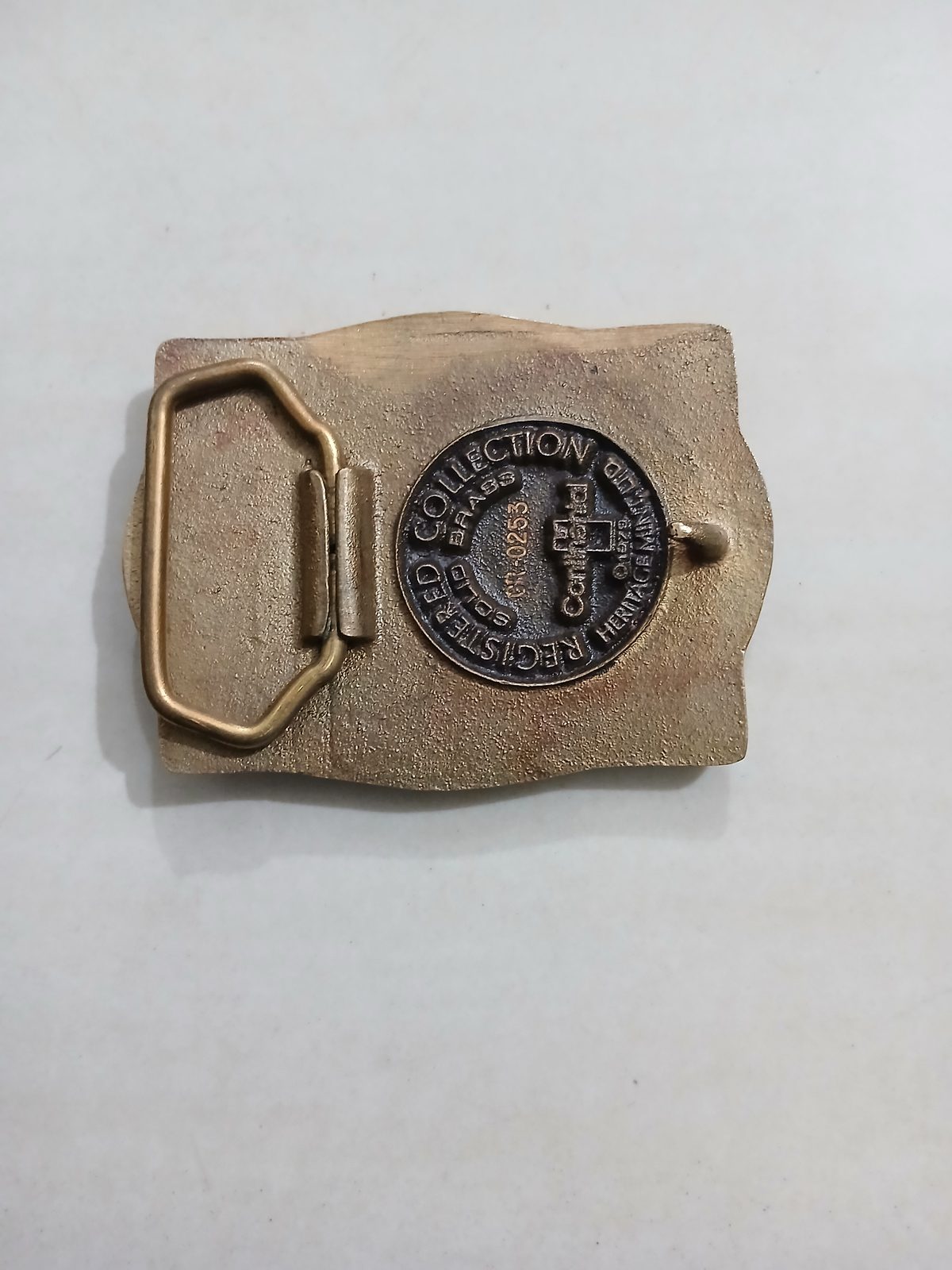 Oklahoma Wildcatters Vintage Belt Buckle – Back view Oklahoma Wildcatters vintage belt buckle – back view