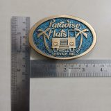 Paradise Flats Well Service Inc vintage belt buckle – with ruler for size
