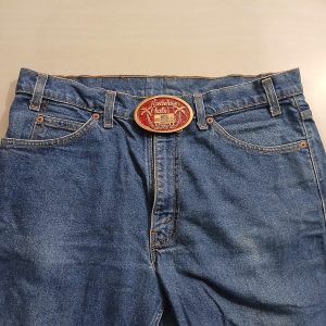 Paradise Flats Well Service Inc vintage belt buckle – worn on belt with jeans