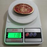 Paradise Flats Well Service Inc vintage belt buckle – on scale showing weight