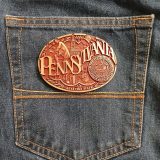 Pennsylvania Keystone State vintage belt buckle – on jeans back pocket