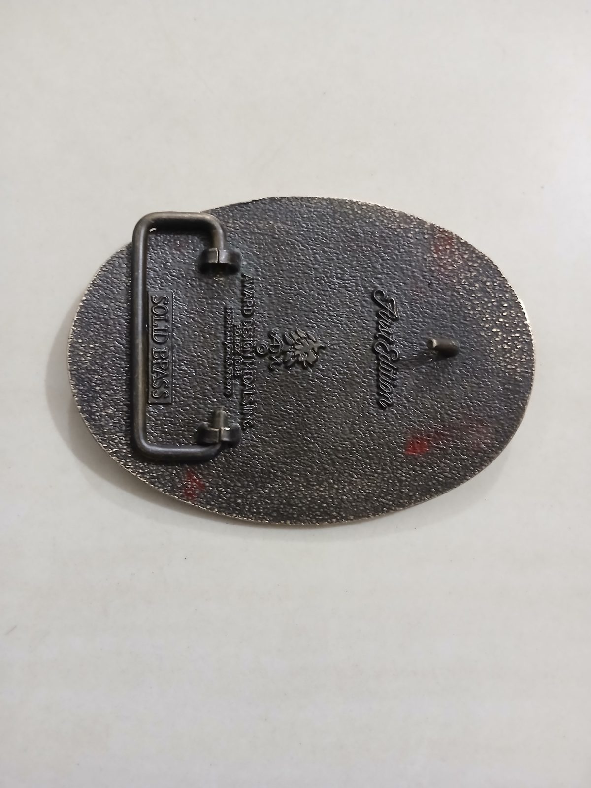 Pennsylvania Keystone State Vintage Belt Buckle – Back view Pennsylvania Keystone State vintage belt buckle – back view