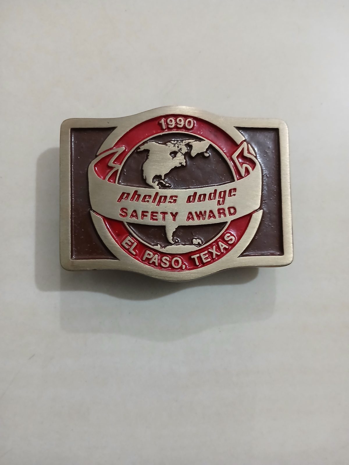 Phelps Dodge Safety Award El Paso Texas Vintage Belt Buckle – Front view Phelps Dodge Safety Award El Paso Texas vintage belt buckle – front view