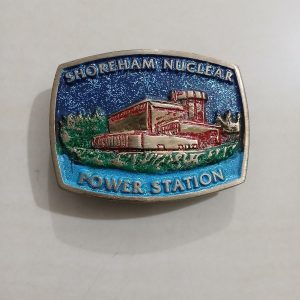 Power Station vintage belt buckle – front view