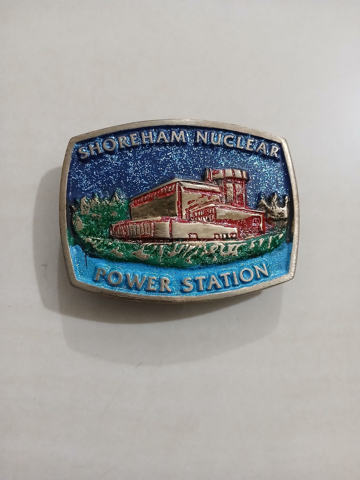Power Station Vintage Belt Buckle – Front view Power Station vintage belt buckle – front view