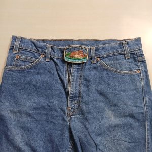 Power Station vintage belt buckle – worn on belt with jeans