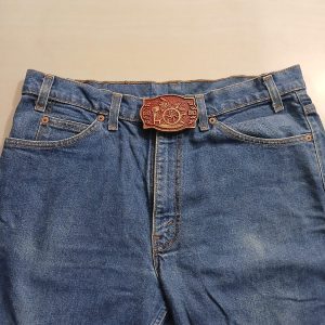 Printing Press 1882-1982 vintage belt buckle – worn on belt with jeans