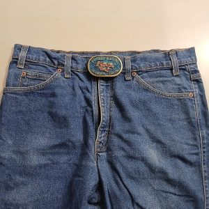 Pullman-Higgins Seabrook Station vintage belt buckle – worn on belt with jeans