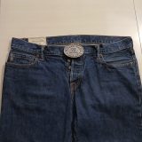 Purple Sage Ranch Bandera Texas vintage belt buckle – worn on belt with jeans