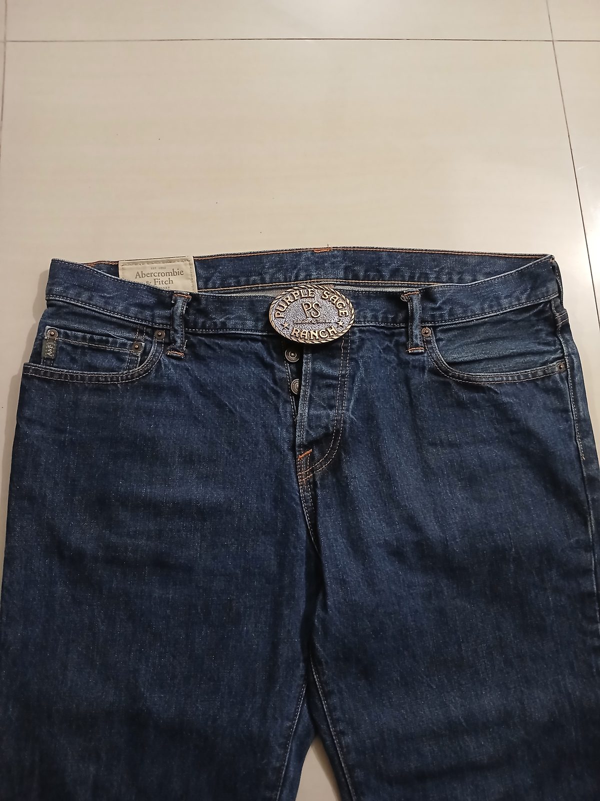 Purple Sage Ranch Bandera Texas Vintage Belt Buckle – Worn on belt with jeans Purple Sage Ranch Bandera Texas vintage belt buckle – worn on belt with jeans
