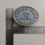 Purple Sage Ranch Bandera Texas vintage belt buckle – with ruler for size