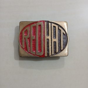 Red Hat vintage belt buckle – front view