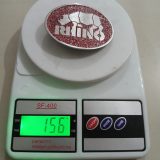 Rhino vintage belt buckle – on scale showing weight