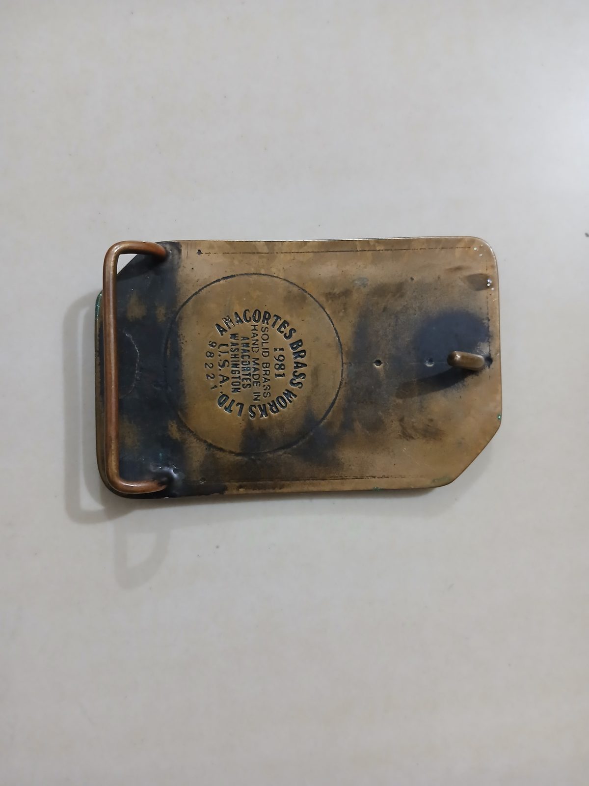 Rio Petroleum Inc Vintage Belt Buckle – Back view Rio Petroleum Inc vintage belt buckle – back view