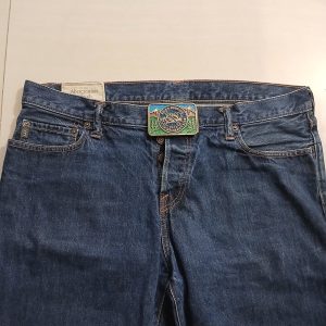 Rocky Mountain Master Mechanics 1974 vintage belt buckle – worn on belt with jeans