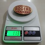 Rogers vintage belt buckle – on scale showing weight