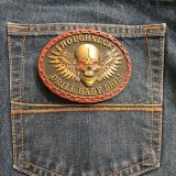 Roughneck Drill Baby Drill vintage belt buckle – on jeans back pocket