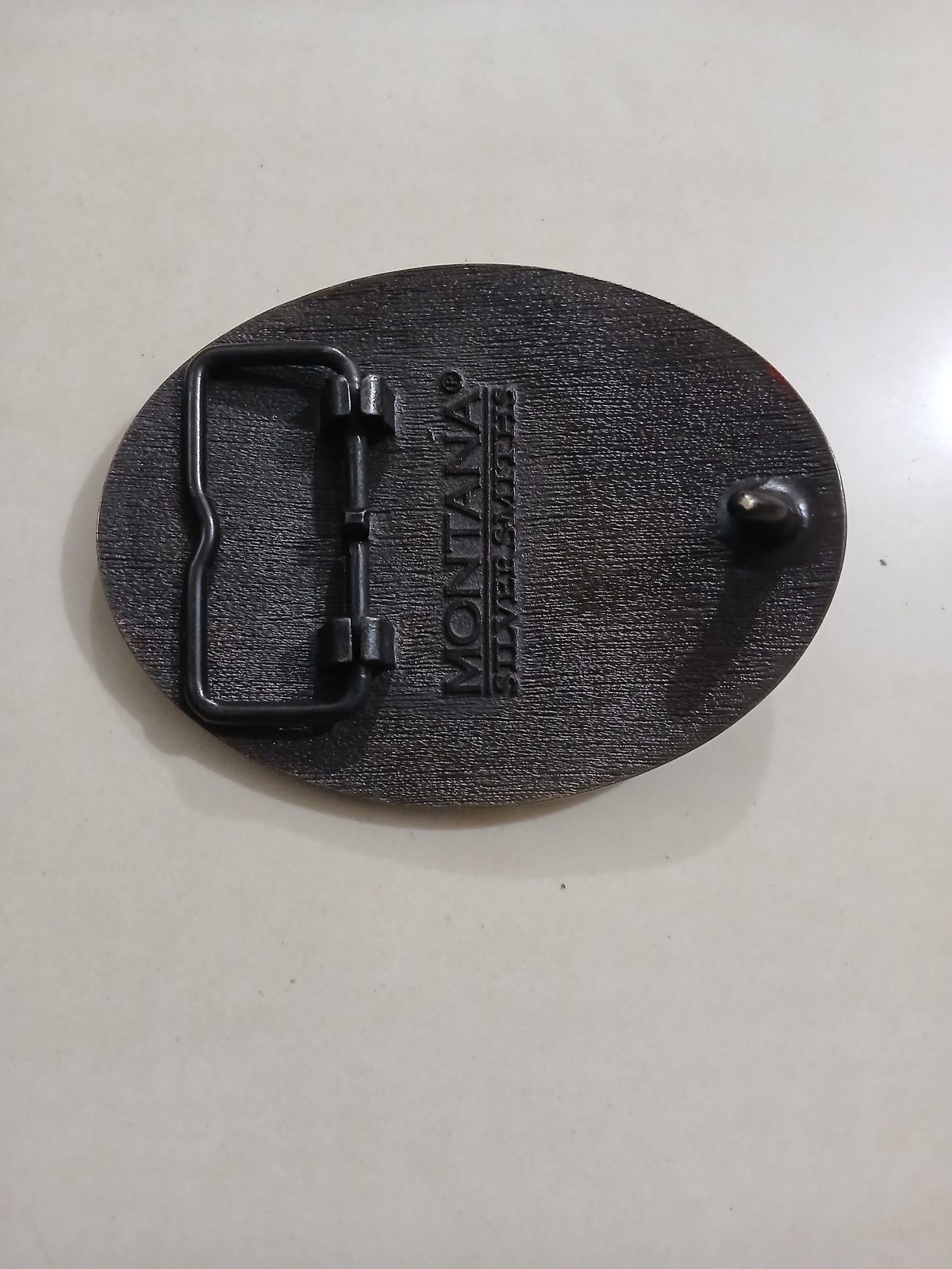 Roughneck Drill Baby Drill Vintage Belt Buckle – Back view Roughneck Drill Baby Drill vintage belt buckle – back view