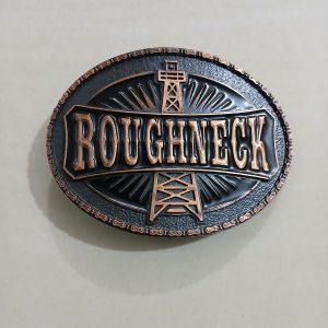 Roughneck Oil Derrick vintage belt buckle – front view
