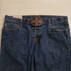 Roughneck Oil Derrick vintage belt buckle – worn on belt with jeans