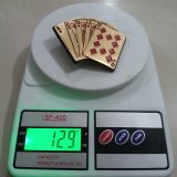 Royal Flush Cards vintage belt buckle – on scale showing weight