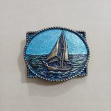Sailboat vintage belt buckle – front view