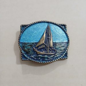 Sailboat vintage belt buckle – front view