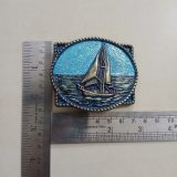 Sailboat vintage belt buckle – with ruler for size