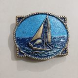 Sailboat vintage belt buckle – front view
