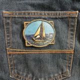 Sailboat vintage belt buckle – on jeans back pocket