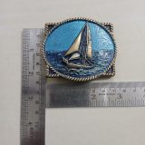 Sailboat vintage belt buckle – with ruler for size