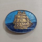 Sailing Ship vintage belt buckle – front view