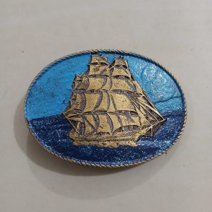 Sailing Ship vintage belt buckle – front view