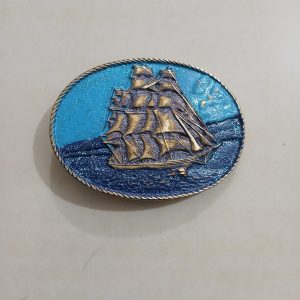 Sailing Ship vintage belt buckle – front view