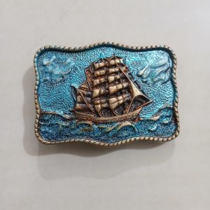 Sailing Ship vintage belt buckle – front view