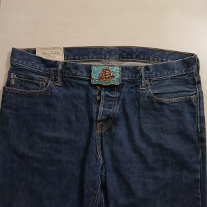 Sailing Ship vintage belt buckle – worn on belt with jeans
