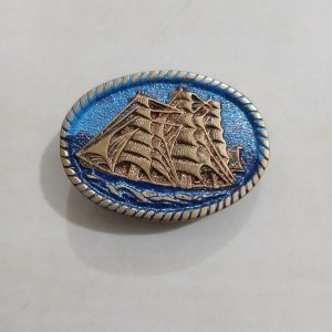 Sailing Ship vintage belt buckle – front view